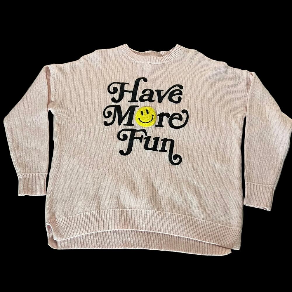 Moon & Madison “Have More Fun” Knit Sweater S